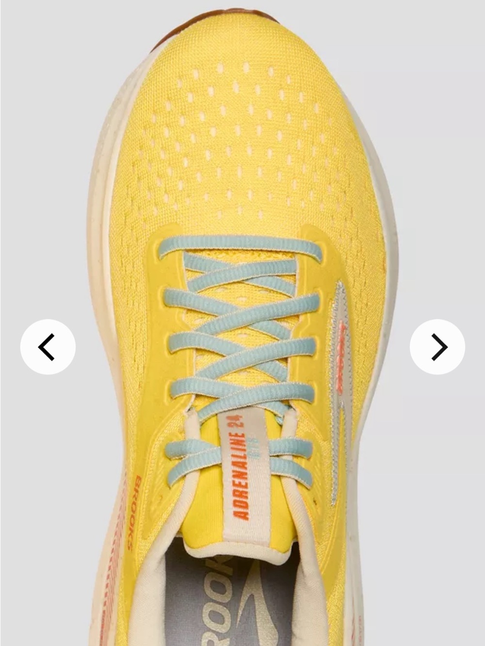 Brooks Women's Yellow Adrenaline gts 24 Sneakers with Light Blue Laces - Picture 4 of 7